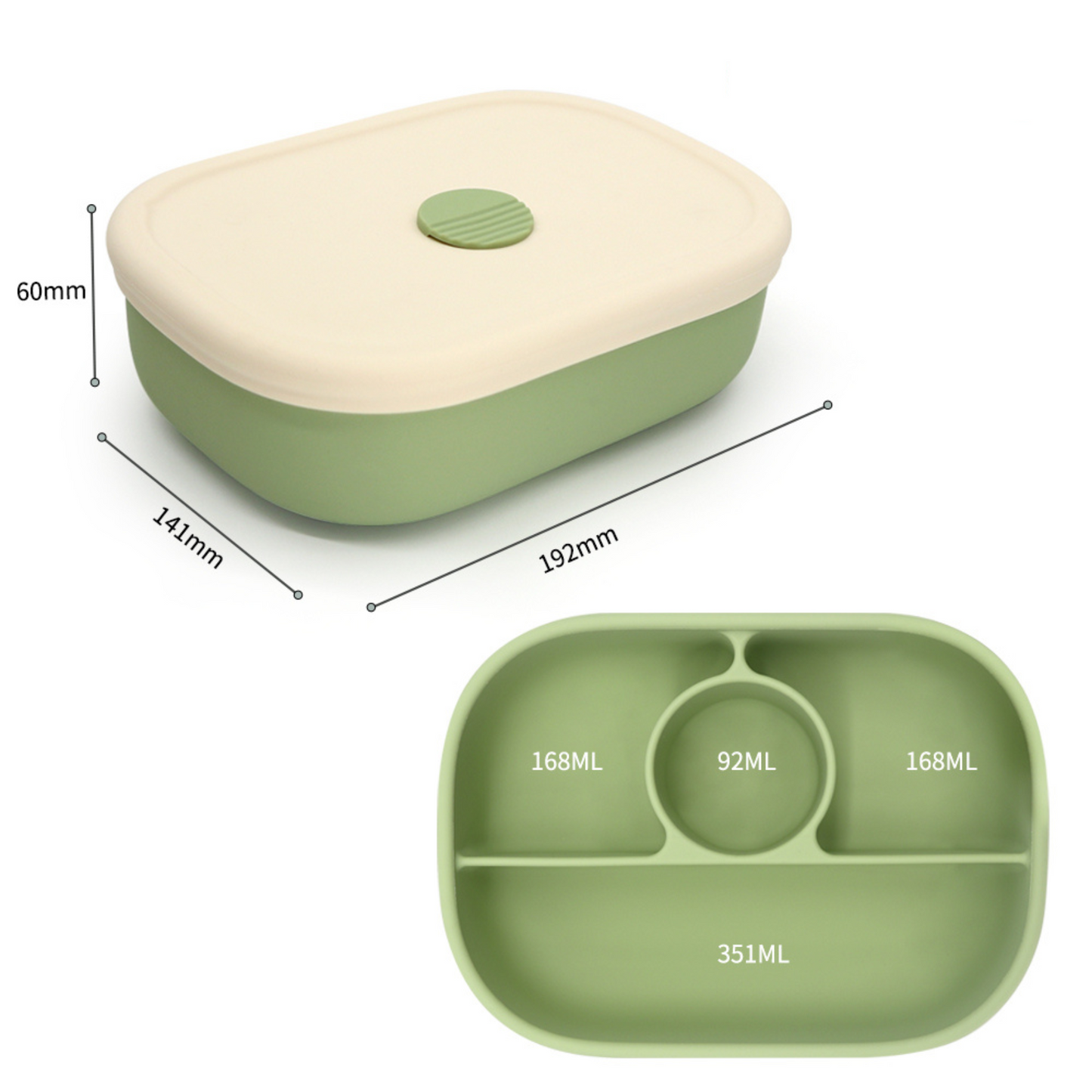 Lunch box y cubiertos de silicón ( 3 colores)