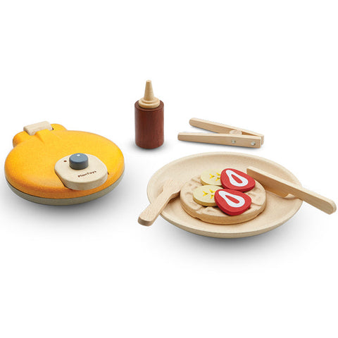 “Set de waffle con utensilios de madera”