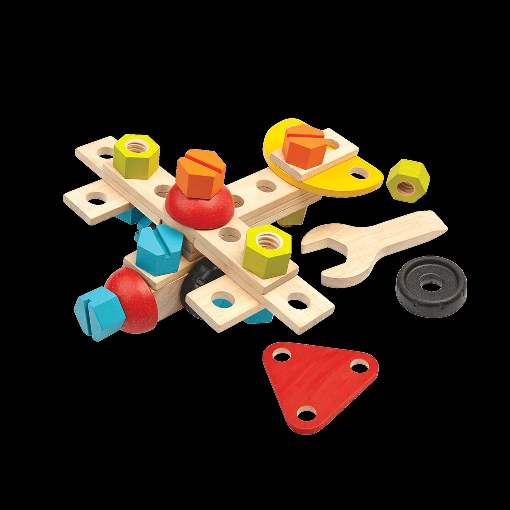 Set de construcción de madera con accesorios