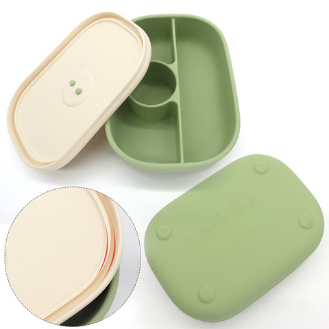 Lunch box y cubiertos de silicón color verde