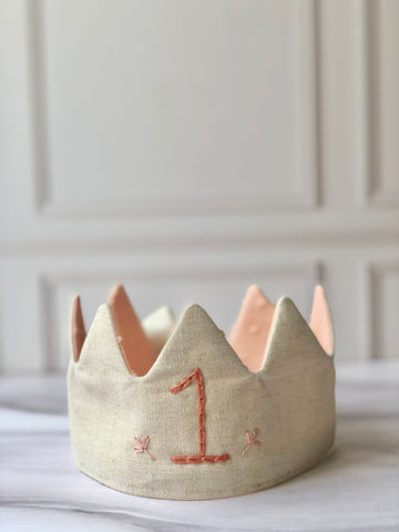 Corona para bebés y toddler con “1” bordado
