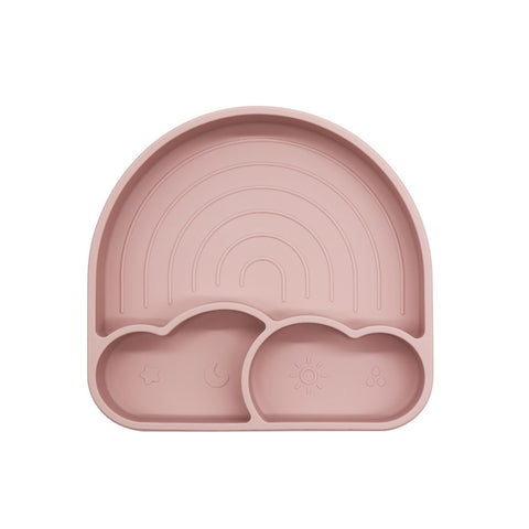 Plato arcoiris con tapa color rosa claro