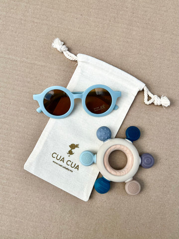 Gift bag de lentes + mordedera en tono azul