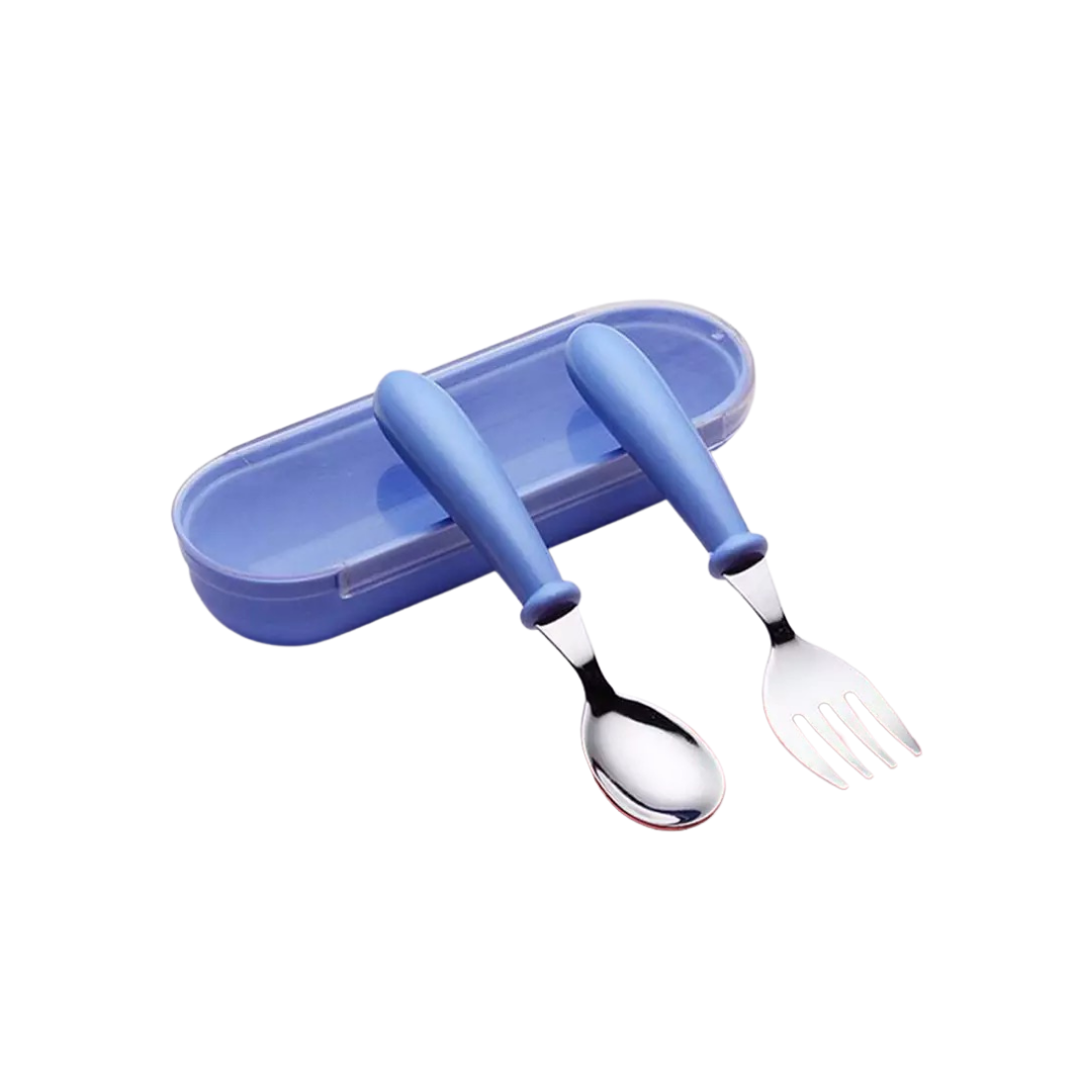 Cubiertos azul con estuche