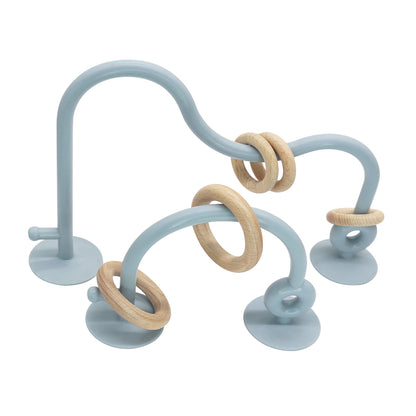 Juguete de silicón con aros de madera y succión (Varios colores)
