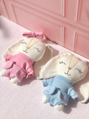 Sonaja en forma de conejo con moño en tono rosa (15 cm)