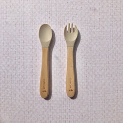 Set cubiertos de madera y silicón ( Diferentes colores )