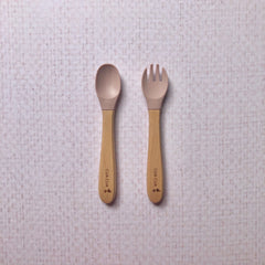 Set cubiertos de madera y silicón ( Diferentes colores )