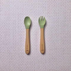 Set cubiertos de madera y silicón ( Diferentes colores )