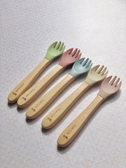 Set cubiertos de madera y silicón ( Diferentes colores )