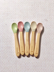 Set cubiertos de madera y silicón ( Diferentes colores )