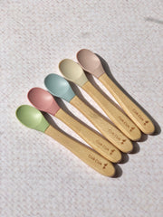 Set cubiertos de madera y silicón ( Diferentes colores )