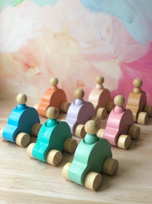 Carritos de madera tipo vocho (Varios colores)