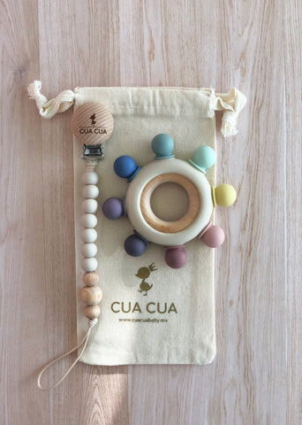 Gift bag de portachupon arena+ mordedera arcoiris