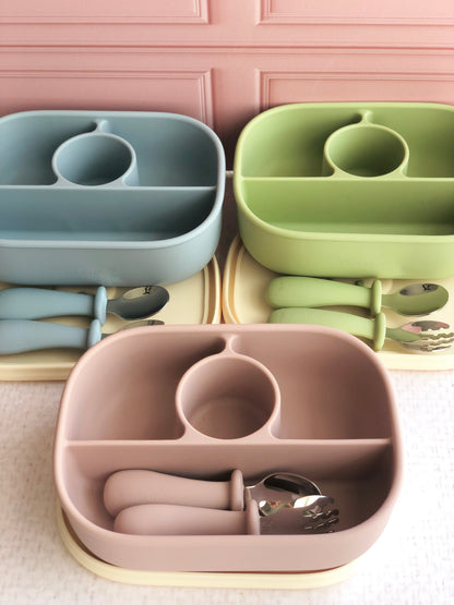 Lunch box y cubiertos de silicón ( 3 colores)