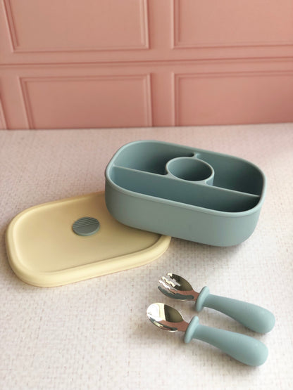 Lunch box y cubiertos de silicón ( 3 colores)