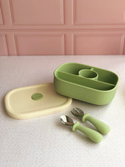 Lunch box y cubiertos de silicón ( 3 colores)