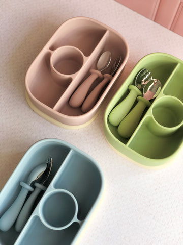 Lunch box y cubiertos de silicón ( 3 colores)