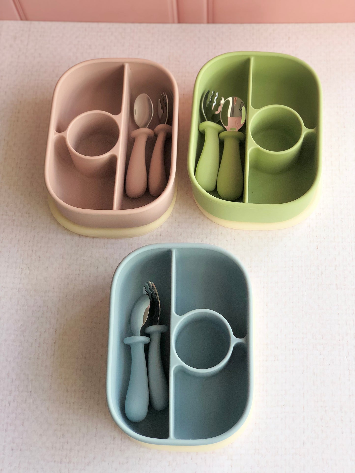 Lunch box y cubiertos de silicón ( 3 colores)
