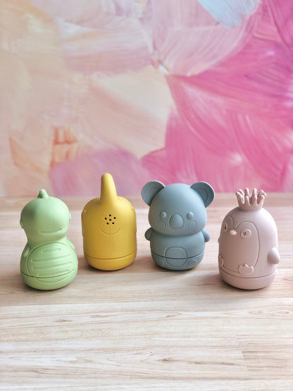 Juguetes para agua baño hechos de silicón (Dino, elefante, koala, Pingüino)