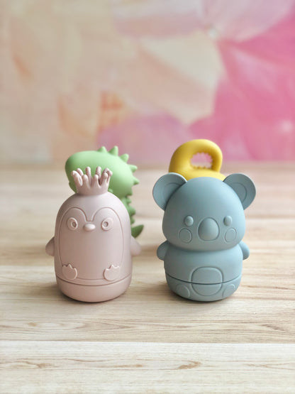 Juguetes para agua baño hechos de silicón (Dino, elefante, koala, Pingüino)