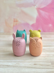 Juguetes para agua baño hechos de silicón (Conejo, búho, gato, panda)