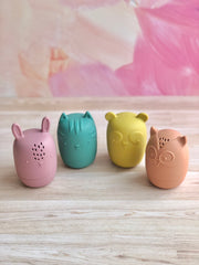 Juguetes para agua baño hechos de silicón (Conejo, búho, gato, panda)