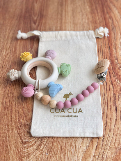 Gift bag mordedera arcoíris de silicon+portachupon