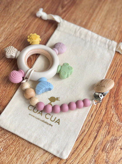 Gift bag mordedera arcoíris de silicon+portachupon