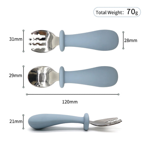 Cubiertos de acero inoxidable y silicón (5 colores disponibles)