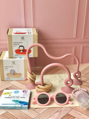 Juguete de silicón con aros de madera y succión (Varios colores)