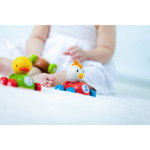 "Carrito de carreras patito de madera"